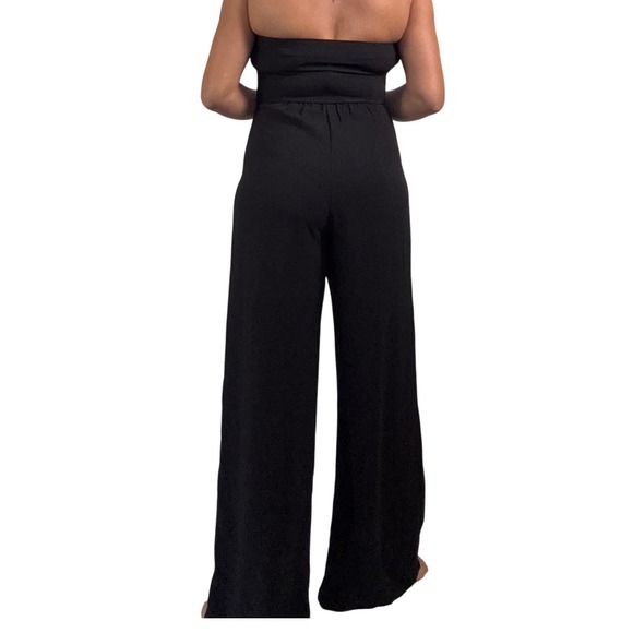 Wild Fable Black Strapless Wide Leg Jumpsuit Palazzo Pants Size M - Picture 3 of 12